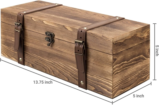 Uitstekende Bruine Houten Enige Houten de Wijndoos van de Flessengift met Kunstleerriemen