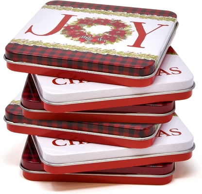 De Kaart Tin Gift Box Storage Container van de Kerstmisgift met de Omslag van Dekselsgiften