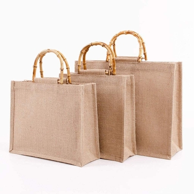 Draagbare Jutejute het Winkelen de Lijnhandvatten Opnieuw te gebruiken Tote Grocery Bags van het Zakbamboe voor Vrouwen
