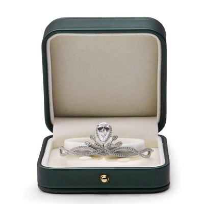 Schitterende de Opslagdoos van Staal Blauwe Ring Leather Gift Box Jewelry
