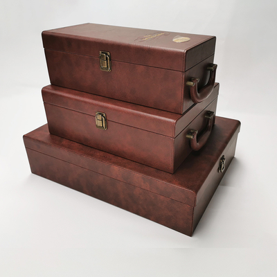 Luxe Gepersonaliseerd Pu-Leer 500ml 750ml Champagne Gift Boxes With Handle