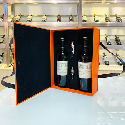 Gevormde Doos van de de Verpakkingsgift van de de Luxe Rode Wijn van het douaneleer de Koffer met het Dragen van Handvat