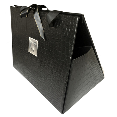 Zwarte 2 Vouwende Wijndoos van douanelogo leather gift box gift