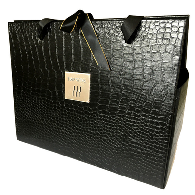 Zwarte 2 Vouwende Wijndoos van douanelogo leather gift box gift
