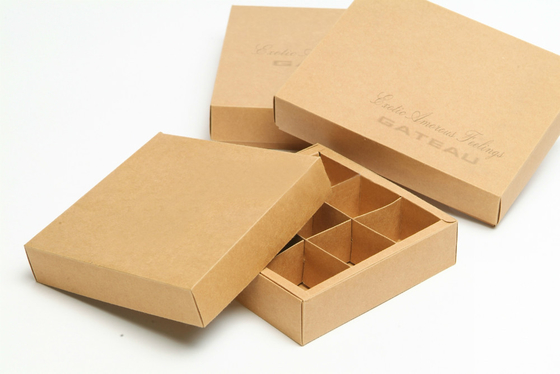 200x100x80mm Chocolade Verpakkend Vakje Document de Chocoladevakje van Kraftpapier met Verdeler