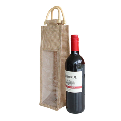 Men bottelt Wijnjute Tote Bag Recyclable Beer Festival met pvc-Venster
