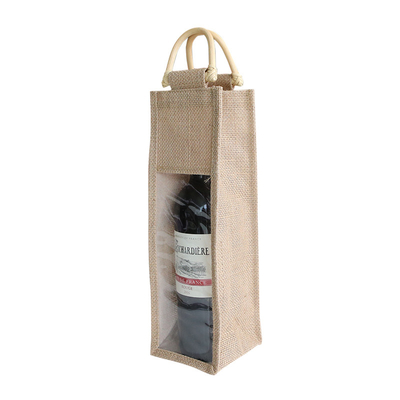 Men bottelt Wijnjute Tote Bag Recyclable Beer Festival met pvc-Venster