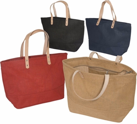Huishouden Grote Katoenen Jute Tote Bag With Leather Handle
