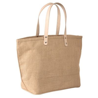 Huishouden Grote Katoenen Jute Tote Bag With Leather Handle