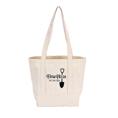 De Zak van Tote Bags Pure Cotton Canvas van de Vrouwen van de strandschouder met Gedrukt Embleem