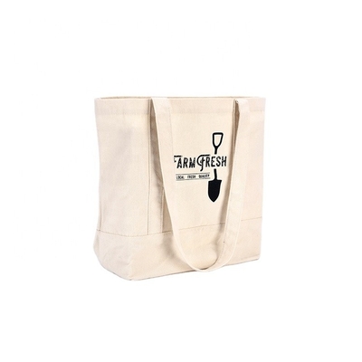 De Zak van Tote Bags Pure Cotton Canvas van de Vrouwen van de strandschouder met Gedrukt Embleem