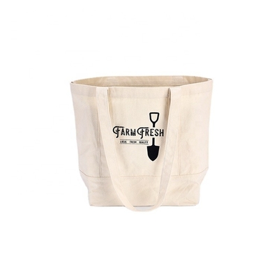 De Zak van Tote Bags Pure Cotton Canvas van de Vrouwen van de strandschouder met Gedrukt Embleem