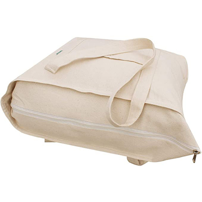 Het gedrukte Embleem van Tote Bag With Pocket Custom van het Ritssluitingscanvas