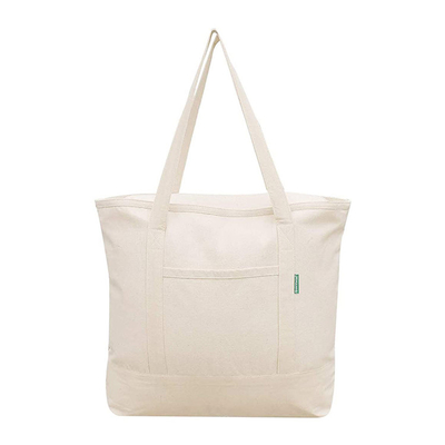 Het gedrukte Embleem van Tote Bag With Pocket Custom van het Ritssluitingscanvas