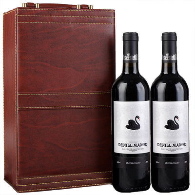 Nieuwe Stijlpu Houten van de de Bedrijfs wijndoos van de Korrel Draagbare Dubbele Fles Gift