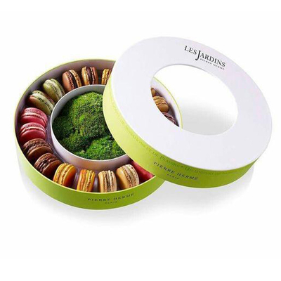 De Giftdoos van luxe Kartonnen Ronde Macaron met Plastic Dienblad