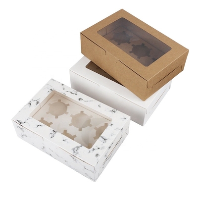 De Cakedoos Mini Muffin Cupcake Boxes van de bakkerijdouane 6 Gaten met Venster