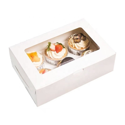 De Cakedoos Mini Muffin Cupcake Boxes van de bakkerijdouane 6 Gaten met Venster