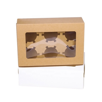 De Cakedoos Mini Muffin Cupcake Boxes van de bakkerijdouane 6 Gaten met Venster