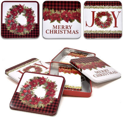 Goede prijs De Kaart Tin Gift Box Storage Container van de Kerstmisgift met de Omslag van Dekselsgiften online