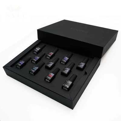 Goede prijs Van de Doos Vastgestelde Matt Black Handmade Custom Logo van het luxenagellak de Verpakkende Doos van de de Magneetsluiting online