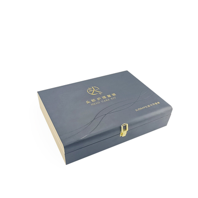 Goede prijs Van de het Slotkoffer van de hardwarescharnier de Verpakkingspu de Zwarte Doos van Glod Logo Personalized Engraved Leather Gift van de Leerdoos online