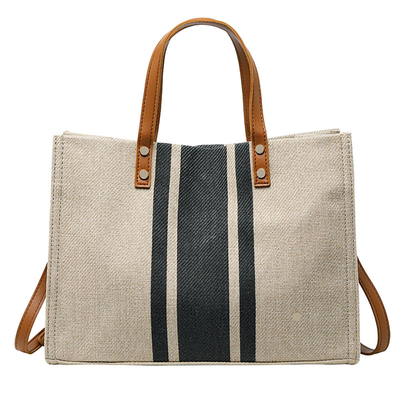 Goede prijs Leeg Katoenen van het de Douanelinnen van het Leerhandvat Canvas Tote Bag With Pocket online